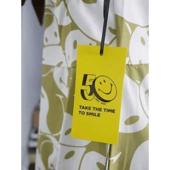 Unique Vintage x Smiley® Green Yin Yang Print Halter Wide Leg Jumpsuit L - Picture 5 of 7